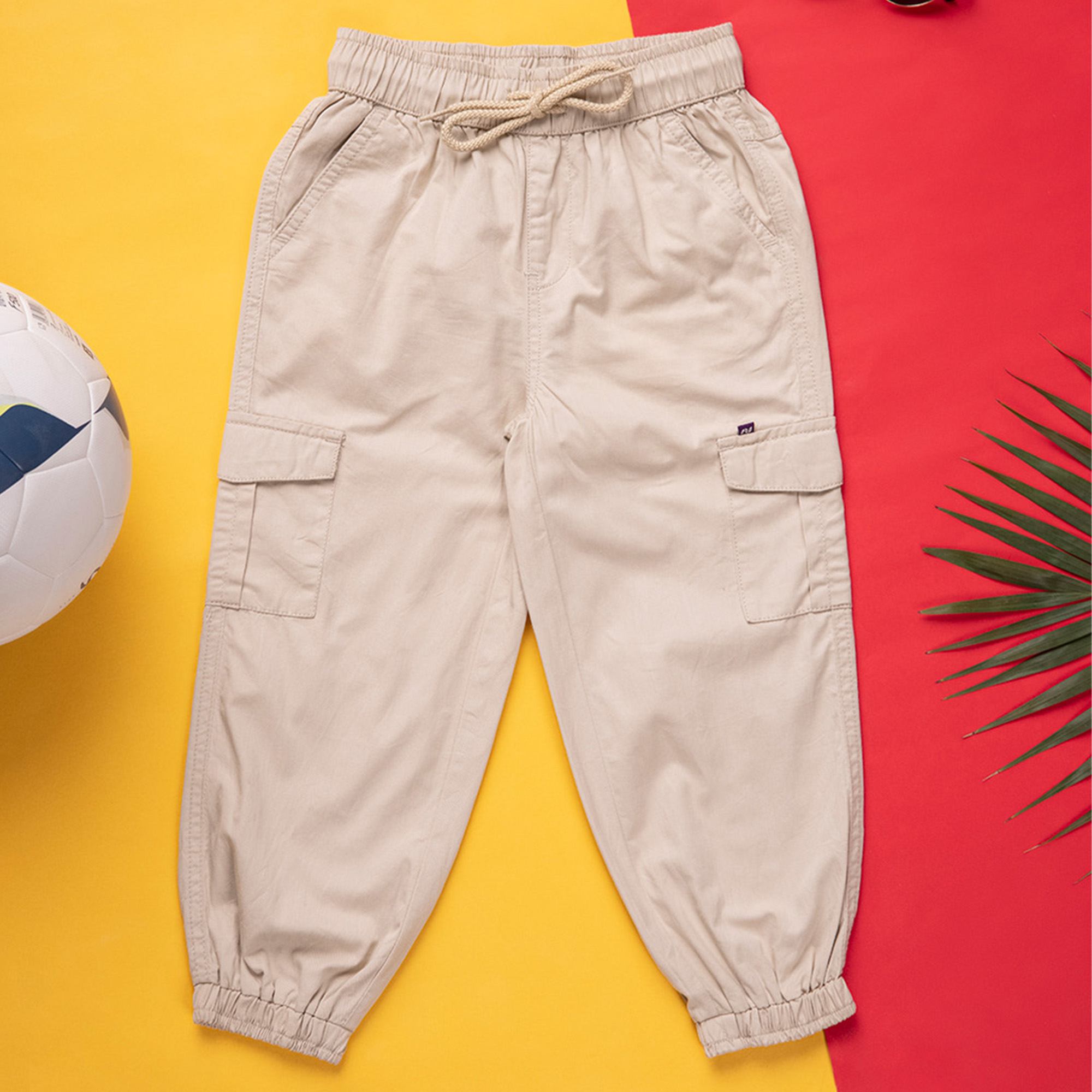 Boys Beige Twill Cargo Trousers