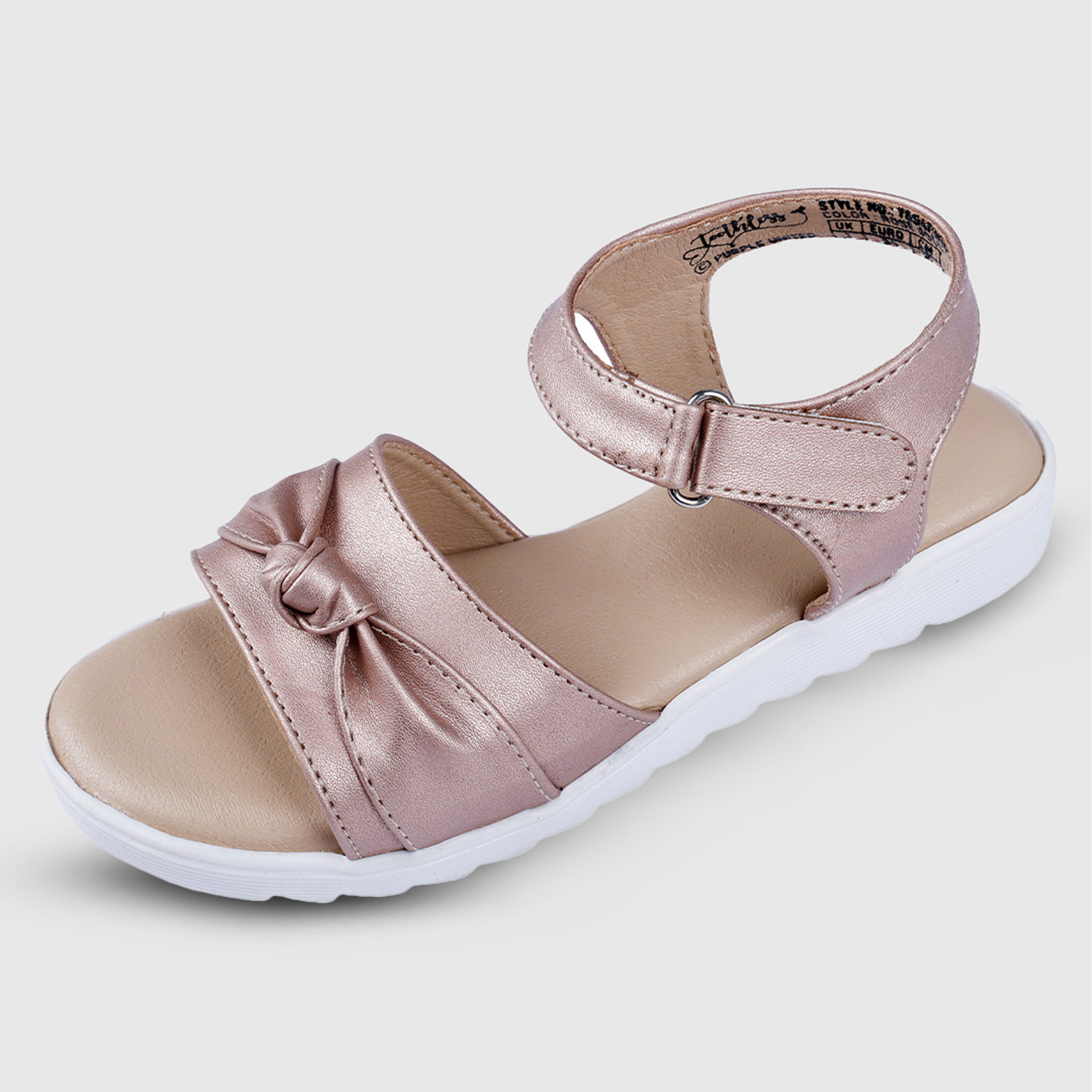 Girls Rose Gold Comfort Sandals with Knot Detail